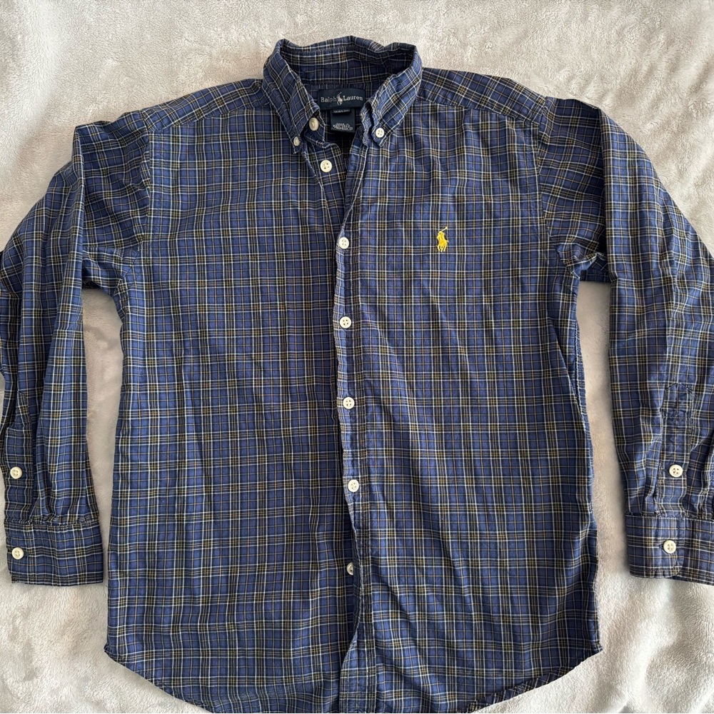 Polo by Ralph Lauren Kid’s Navy and Yellow Check Shirt